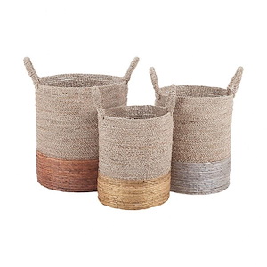 Archipelago - Transitional Style w/ ModernFarmhouse inspirations - Mixed Metallics Nested Basket (Set of 3) - 22 Inches tall 14 Inches wide