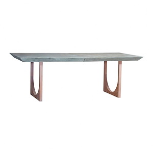 Coastal Solid Wood and Concrete Top Rectangular Dining Table in Waxed Concrete Finish with Sled Style Legs 92 inches W and 31 inches H - 1264895