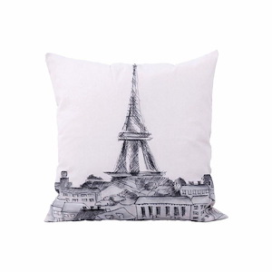 Parisian Cityscape - Pillow In Industrial Style-22 Inches Tall and 22 Inches Wide