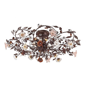 Cristallo Fiore - 6 Light Flush Mount in Traditional Style with Country/Cottage and Nature/Organic inspirations - 13 Inches tall and 38 inches wide