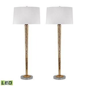 Mercury Glass - Transitional Style w/ Luxe/Glam inspirations - Acrylic and Glass 9W 2 LED Candlestick Lamp (Set of 2) - 37 Inches tall 14 Inches wide - 874280