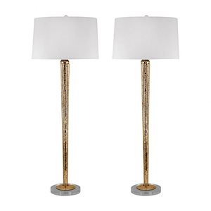 Mercury Glass - Transitional Style w/ Luxe/Glam inspirations - Acrylic and Glass 2 Light Table Lamp (Set of 2) - 37 Inches tall 14 Inches wide