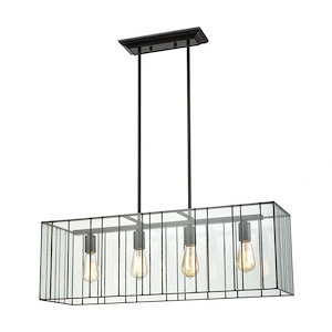 Lucian - 4 Light Chandelier in Modern/Contemporary Style with Mission and Asian inspirations - 10 Inches tall and 31 inches wide - 614008