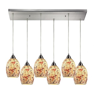 Avalon - 6 Light Rectangular Pendant in Transitional Style with Luxe/Glam and Boho inspirations - 6 Inches tall and 9 inches wide - 1208811