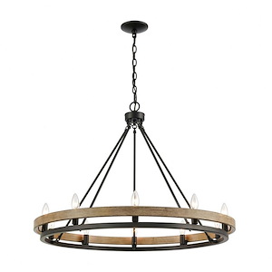 Ramsey - 10 Light Chandelier in Transitional Style with Modern Farmhouse and Art Deco inspirations - 24 Inches tall and 34 inches wide