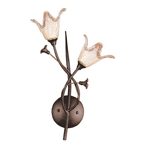 Fioritura - 2 Light Wall Sconce in Traditional Style with Nature-Inspired/Organic and Country/Cottage inspirations - 16 Inches tall and 10 inches wide