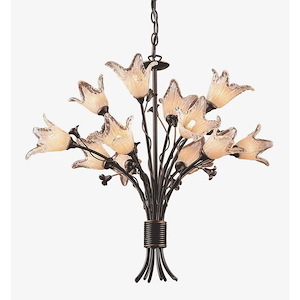 Fioritura - 12 Light Chandelier in Traditional Style with Nature-Inspired/Organic and Country/Cottage inspirations - 24 Inches tall and 29 inches wide - 34796