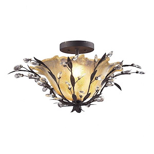Circeo - 2 Light Semi-Flush Mount in Traditional Style with Nature-Inspired/Organic and Shabby Chic inspirations - 12 Inches tall and 24 inches wide