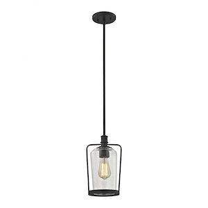 Hamel - 1 Light Pendant with Recessed Lighting Kit in Transitional Style with Modern Farmhouse and Country inspirations - 12 by 7 inches wide