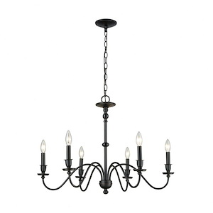 Collins - 6 Light Chandelier in Traditional Style with Country/Cottage and Rustic inspirations - 22 Inches tall and 30 inches wide