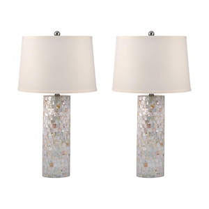 Mother of Pearl - Transitional Style w/ Luxe/Glam inspirations - Mother of Pearl 2 Light Table Lamp (Set of 2) - 28 Inches tall 15 Inches wide - 874379
