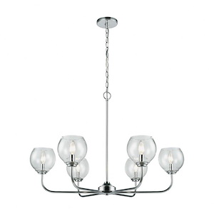 Emory - 6 Light Chandelier in Transitional Style with Retro and Mid-Century Modern inspirations - 24 Inches tall and 35 inches wide