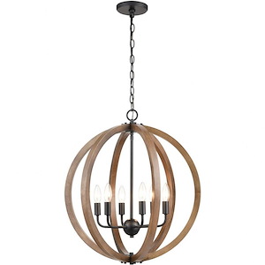 Barrow - 6 Light Chandelier in Transitional Style with Modern Farmhouse and Country/Cottage inspirations - 22 Inches tall and 22 inches wide