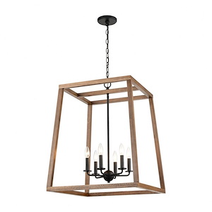Barrow - 6 Light Chandelier in Transitional Style with Modern Farmhouse and Country/Cottage inspirations - 22 Inches tall and 22 inches wide