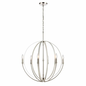Rotunde - 6 Light Chandelier In Modern Style-33 Inches Tall and 26 Inches Wide