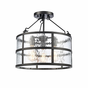 Solace - 3 Light Semi-Flush Mount In Mission Style-15.5 Inches Tall and 16 Inches Wide