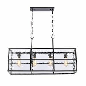 Solace - 4 Light Linear Chandelier In Mission Style-12 Inches Tall and 34 Inches Wide
