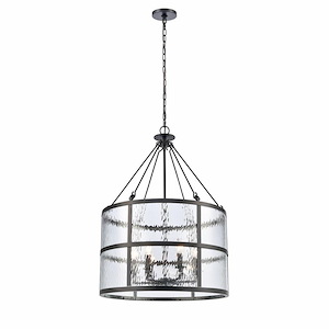 Solace - 6 Light Pendant In Mission Style-34 Inches Tall and 24 Inches Wide