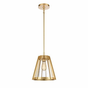 Open Louvers - 1 Light Pendant In Modern Style-12 Inches Tall and 10 Inches Wide - 1118300