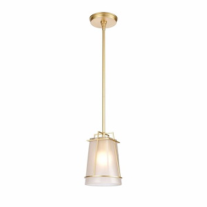 Square to Round - 1 Light Mini Pendant In Mission Style-9 Inches Tall and 6 Inches Wide
