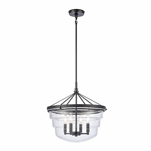 Boyer - 4 Light Pendant In Art Deco Style-17 Inches Tall and 18 Inches Wide