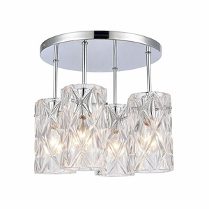 Formade Crystal - 4 Light Semi-Flush Mount In Modern Style-11.75 Inches Tall and 13.75 Inches Wide