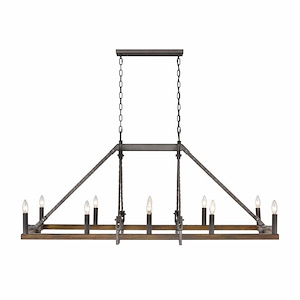 Harwell - 10 Light Linear Chandelier In Farmhouse Style-24.25 Inches Tall and 56 Inches Wide