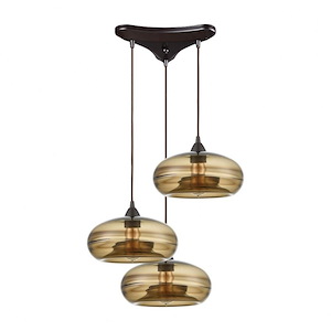 Hazelton - 3 Light Pendant in Modern/Contemporary Style with Urban/Industrial and Asian inspirations - 8 Inches tall and 12 inches wide - 881656