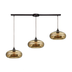 Hazelton - 3 Light Pendant in Modern/Contemporary Style with Urban/Industrial and Asian inspirations - 8 Inches tall and 36 inches wide