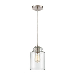 Josie - 1 Light Mini Pendant in Transitional Style with Modern Farmhouse and Country/Cottage inspirations - 10 Inches tall and 6 inches wide