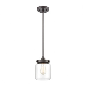 Mason - 1 Light Mini Pendant in Transitional Style with Modern Farmhouse and Country/Cottage inspirations - 9 Inches tall and 6 inches wide