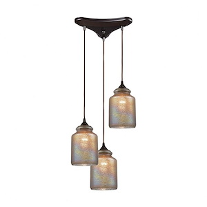 Illuminessence - 3 Light Triangular Mini Pendant in Transitional Style with Country and Southwestern inspirations - 11 Inches tall and 12 inches wide