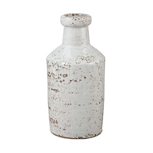Rustic White - Transitional Style w/ ModernFarmhouse inspirations - Pharaoh Clay Milk Bottle - 8 Inches tall 4 Inches wide