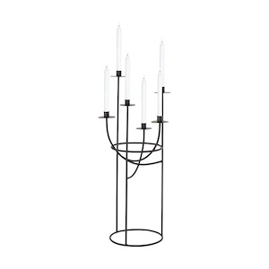 Friends - Modern/Contemporary Style w/ Eclectic inspirations - Wrought Iron Small Candle Holder - 31 Inches tall 12 Inches wide