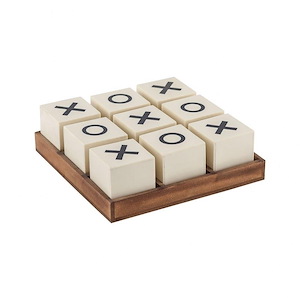 Crossnought - Transitional Style w/ Eclectic inspirations - Composite and Wood Tic-Tac-Toe Game - 3 Inches tall 8 Inches wide