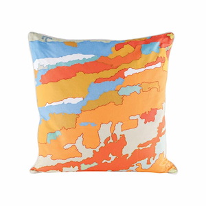 Orange Topography - Pillow With Goose Down Insert In Glam Style