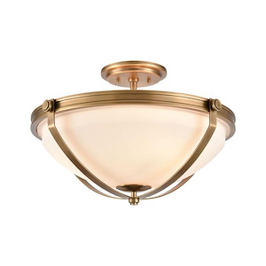 Connelly - 3 Light Semi-Flush Mount in Transitional Style with Art Deco and Country/Cottage inspirations - 12 Inches tall and 19 inches wide - 921246