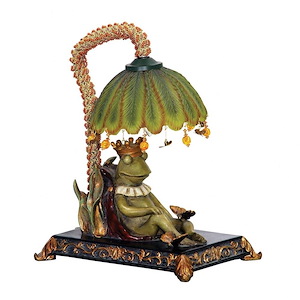 Sleeping King Frog - Traditional Style w/ FrenchCountry inspirations - Acrylic and Composite 1 Light Accent Lamp - 12 Inches tall 10 Inches wide