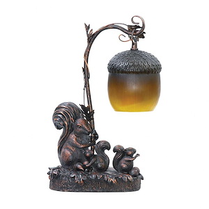 Squirrel Acorn Light - Traditional Style w/ FrenchCountry inspirations - Composite and Metal 1 Light Table Lamp - 15 Inches tall 8 Inches wide