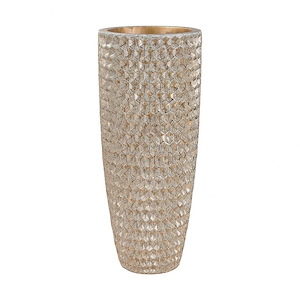 Phalanx Vase - Transitional Style w/ Luxe/Glam inspirations - Fiberglass Geometric Textured Vase - 41 Inches tall 16 Inches wide