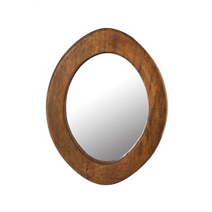 Oval Wood Frame Wall Mirror in Dark Mango Finish with Rustic Wood Frame 10 inches W x 13 inches H - 1265134