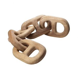 Transitional Style w/ Coastal/Beach inspirations - Suar Wood Hand Carved Chain Link - 1 Inches tall 6 Inches wide