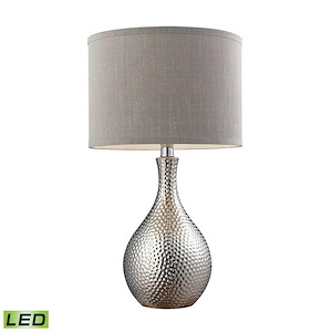 Hammered Chrome - Transitional Style w/ Luxe/Glam inspirations - Ceramic and Metal 9.5W 1 LED Table Lamp - 22 Inches tall 12 Inches wide