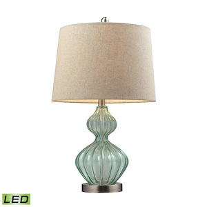Smoked Glass - Transitional Style w/ Luxe/Glam inspirations - Glass and Metal 9.5W 1 LED Table Lamp - 25 Inches tall 13 Inches wide