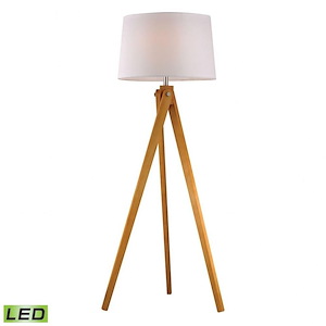 Wooden Tripod - Transitional Style w/ ModernFarmhouse inspirations - Wood 9.5W 1 LED Floor Lamp - 63 Inches tall 19 Inches wide - 875543