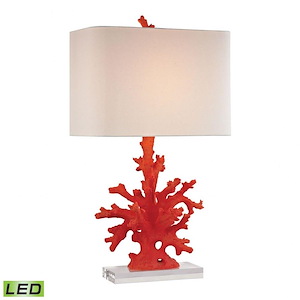Red Coral - Transitional Style w/ Coastal/Beach inspirations - Resin 9.5W 1 LED Table Lamp - 28 Inches tall 16 Inches wide