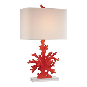 Red Coral - Transitional Style w/ Coastal/Beach inspirations - Resin 1 Light Table Lamp - 28 Inches tall 16 Inches wide
