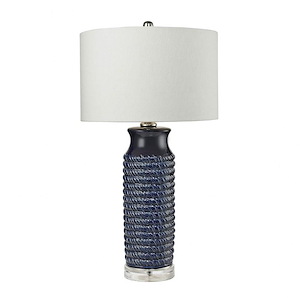 Wrapped Rope - Transitional Style w/ Coastal/Beach inspirations - Ceramic and Crystal 1 Light Table Lamp - 30 Inches tall 16 Inches wide