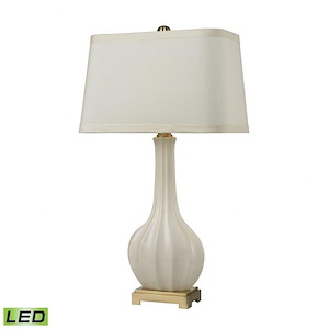 Fluted Ceramic - Traditional Style w/ Luxe/Glam inspirations - Ceramic and Metal 9.5W 1 LED Table Lamp - 34 Inches tall 19 Inches wide