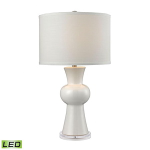 White Ceramic - Transitional Style w/ Coastal/Beach inspirations - Ceramic 9.5W 1 LED Table Lamp - 28 Inches tall 15 Inches wide